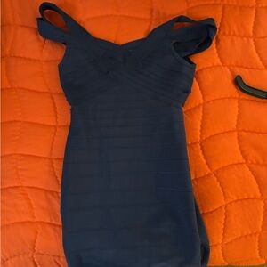 Fashion Nova Navy One-Shoulder Bandage Dress